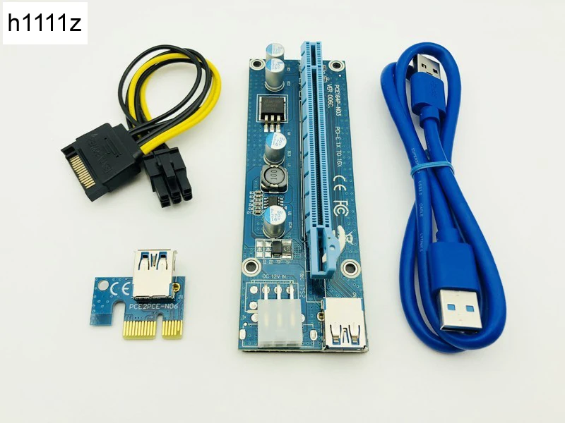 VER006C PCI Express PCIE PCI-E Riser Card 006C 6Pin 1x к 16x удлинитель USB 3 0 кабель видеокарта для майнинга