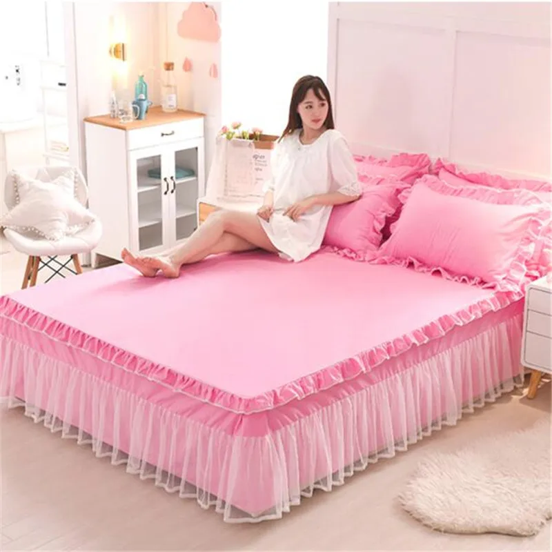 Корейский стиль, 3 шт., принцесса, Нескользящие кружевные покрывала, хорошее покрывало для кровати, кружевной матрас, защитный чехол, качественное постельное белье - Цвет: Color 8
