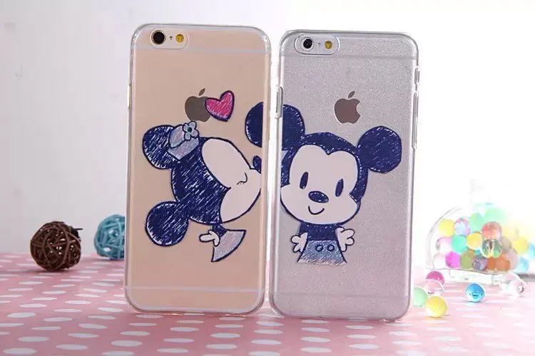 Lovely Mickey Minnie Case For Funda iPhone 5 Case Clear