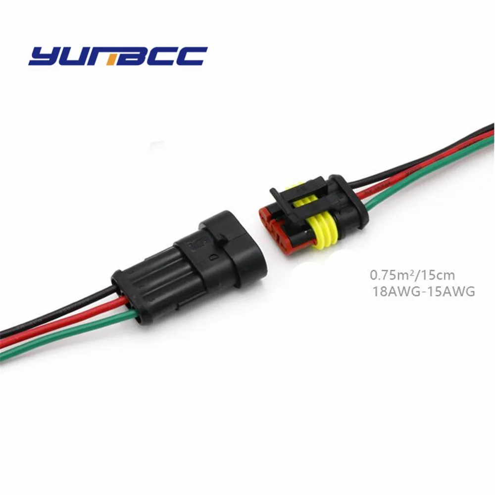 

1 Set Tyco/Amp 3pin Female Male Electrical Automobile Wire Harness Connector Waterproof Auto Plug With cables 282087-1 282105-1