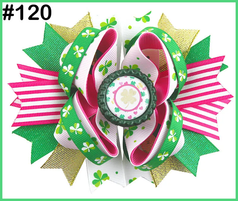 

free shipping 140pcs 2017 Newest St. Patrick's Day hair bows Festival girl holiday boutique hair bows girl hair clips