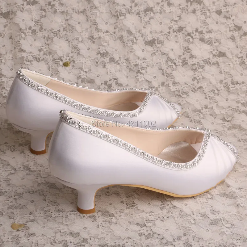 Женские туфли с открытым носком для невесты; белые туфли на танкетке; свадебные туфли на низком каблуке