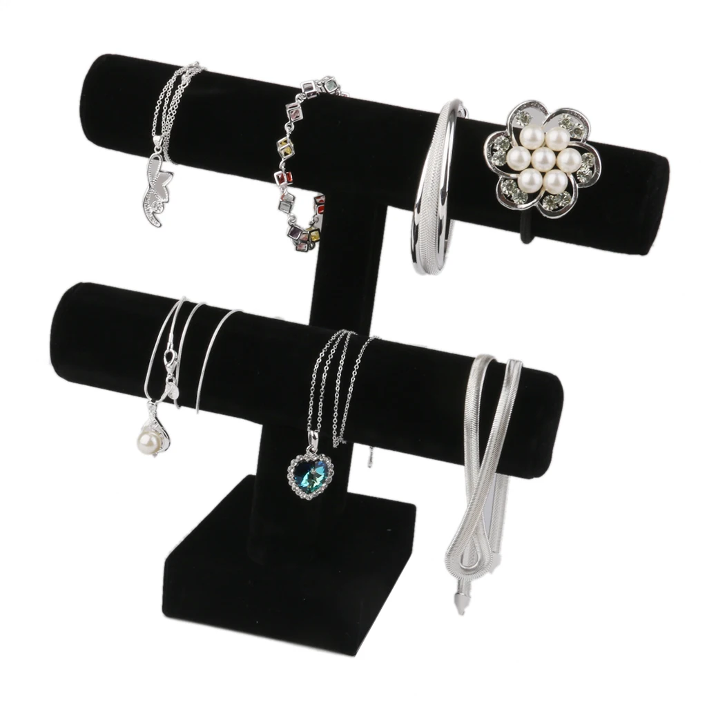 

Velvet Flocking 2 Tier / T-Bar Watch Bracelet Jewelry Display Showcase Stand