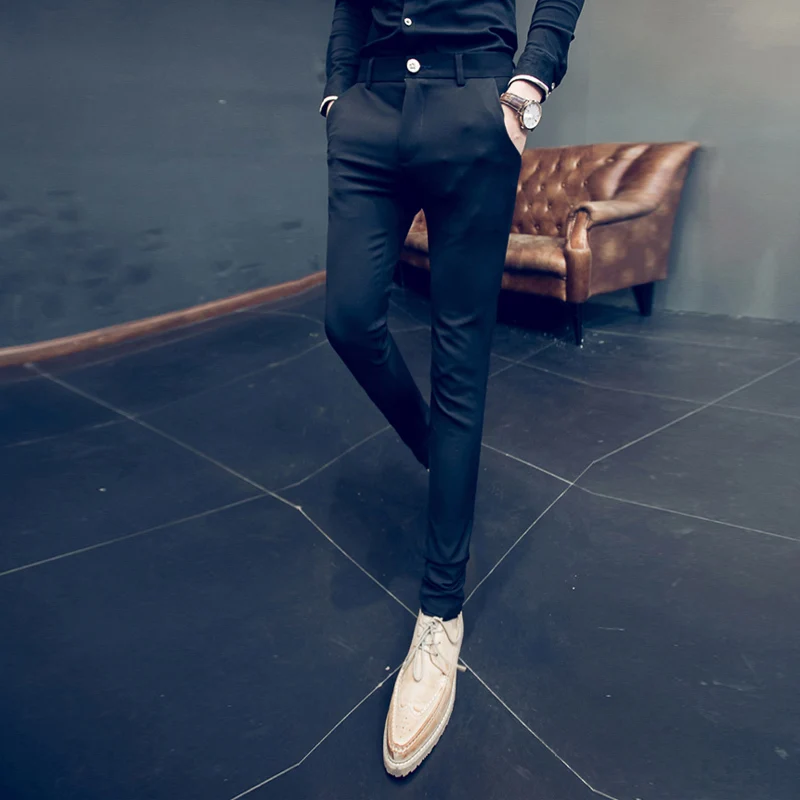 2018 Summer New Slim Cone Gentleman Stripe Feet Nine Business Casual Pants Personality Fashion Classic Influx Urban Hair Stylist