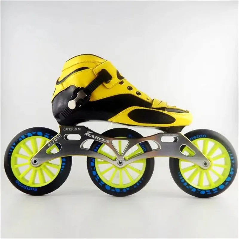 الكربون الألياف الفيبرجلاس سرعة حذاء تزلج بعجلات 3*125 عجلة كيد الكبار المنافسة الشارع سباق أحذية رياضية التدريب Patines F031
