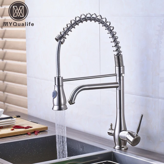 Special Offers Brushed Nickel Purification Kitchen Faucet 3 way Function Filler Kitchen Mixer Taps Swive Spout Bathroom Kitchen Mixer