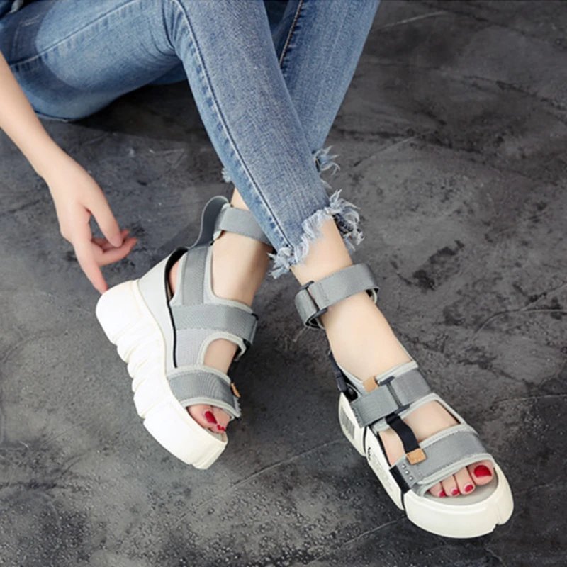 SWONCO Platform Sandals Women Shoes 2019 Summer Super High Heels Ladies Casual Shoes Wedge Chunky Sandals Gladiator Fashion High