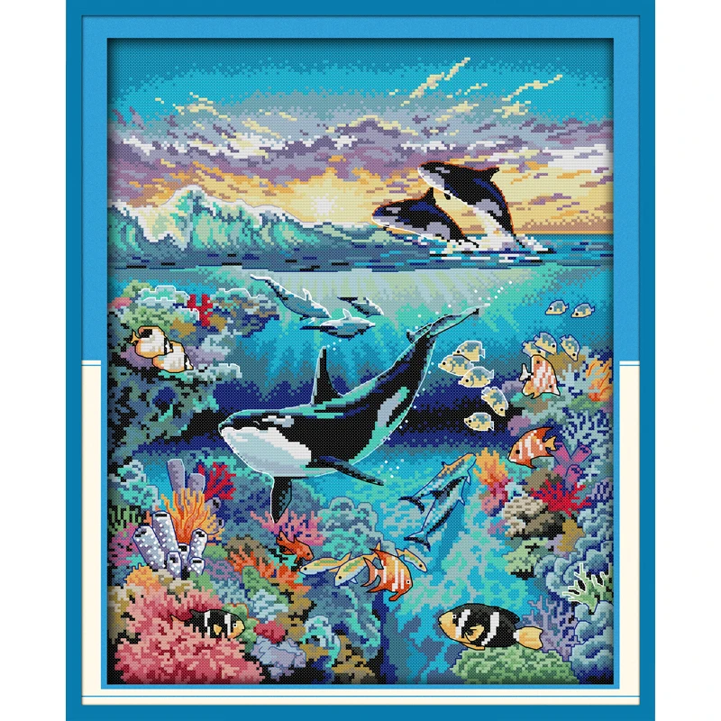 Oneroom-cross stitch kit, everlasting love, Christmas, underwater world, cotton, 14ct and 11ct, Sale promotion