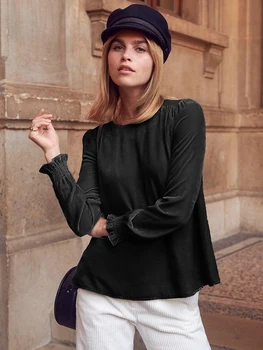 

2019 Europe Fashion Women's T Shirt Autumn and Winter New Solid Color Cotton Ladies T-shirt Wild Casual Women Clothing