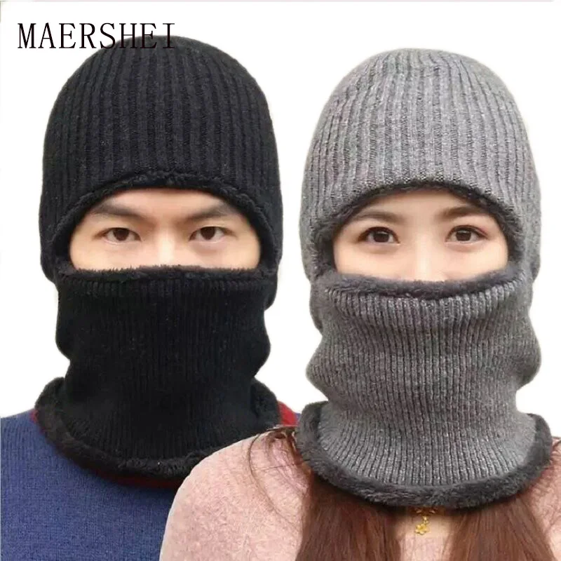 MAERSHEI, новинка, зимние шерстяные вязаные шапки для мужчин и женщин, парные теплые комплекты для катания на лыжах, теплая вязаная шапка