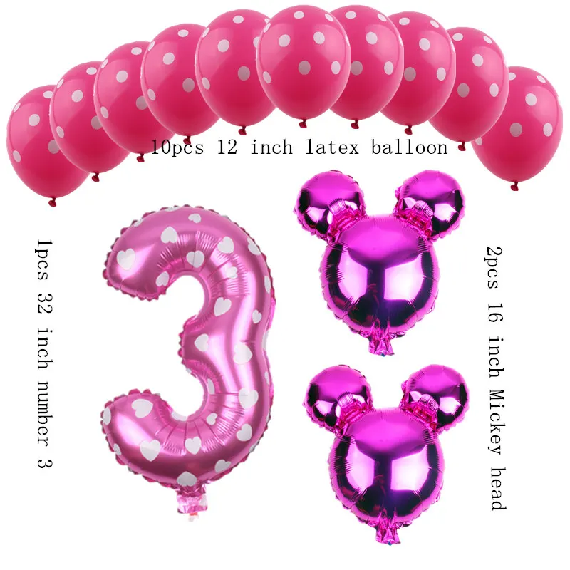 GOGO PAITY 13 шт./лот Микки и Минни Маус номера 1 2 3 4 5 Алюминий Шар Комплект День рождения декоративные шары - Цвет: Pink 3