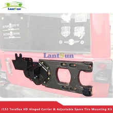 Set J152 lantsun black aluminum rear Teraflex HD Hinged Carrier Adjustable Spare Tire Mounting Kit for jeep wrangler jk 07+