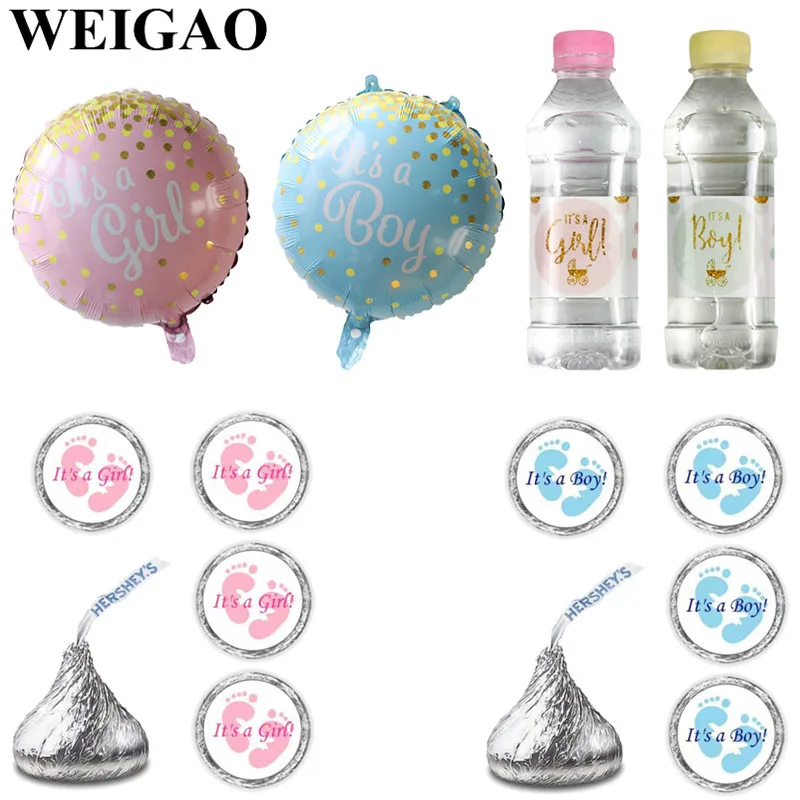 WEIGAO Baby Shower вечерние воздушные шары из фольги это девочка/это мальчик гелиевые шары бутылка для воды этикетки напиток обертка подарок наклейка на мешок