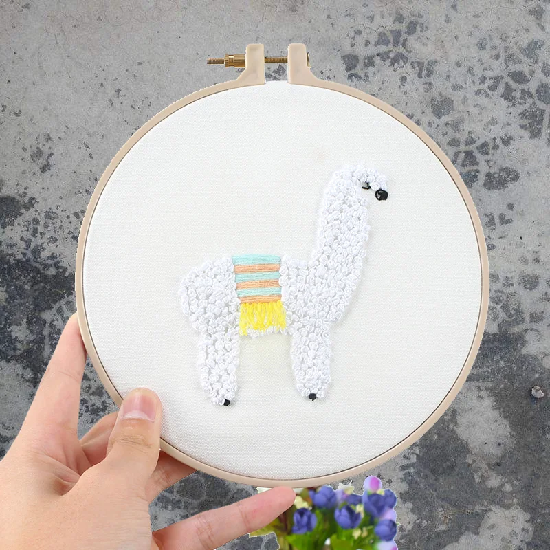 

1 Set Cartoon Animal 3D DIY Embroidery Kits Cross Stitch Needlework Patterns With Hoop for Beginner Craft Sewing Kit Home Decor