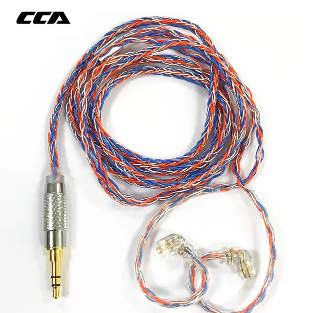 US $9.36 CCA C2 8 Core Orange Blue Braded Silver CableUpgraded Plated Cable Earphone Upgrade for KB10 KB06 A