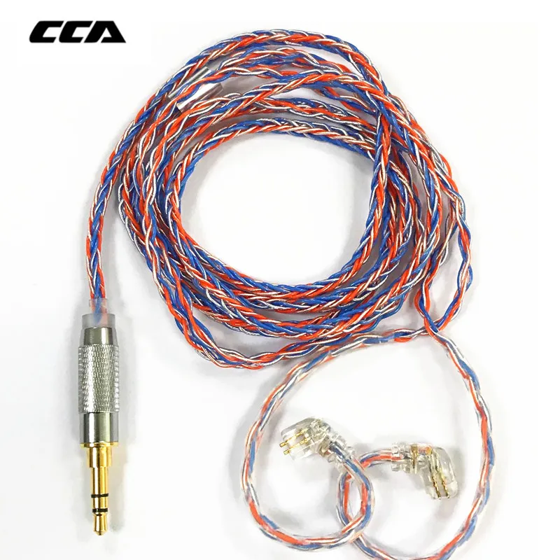 Кабель для наушников CCA C2 8 ядер оранжевый синий с лезвием серебряный cableup