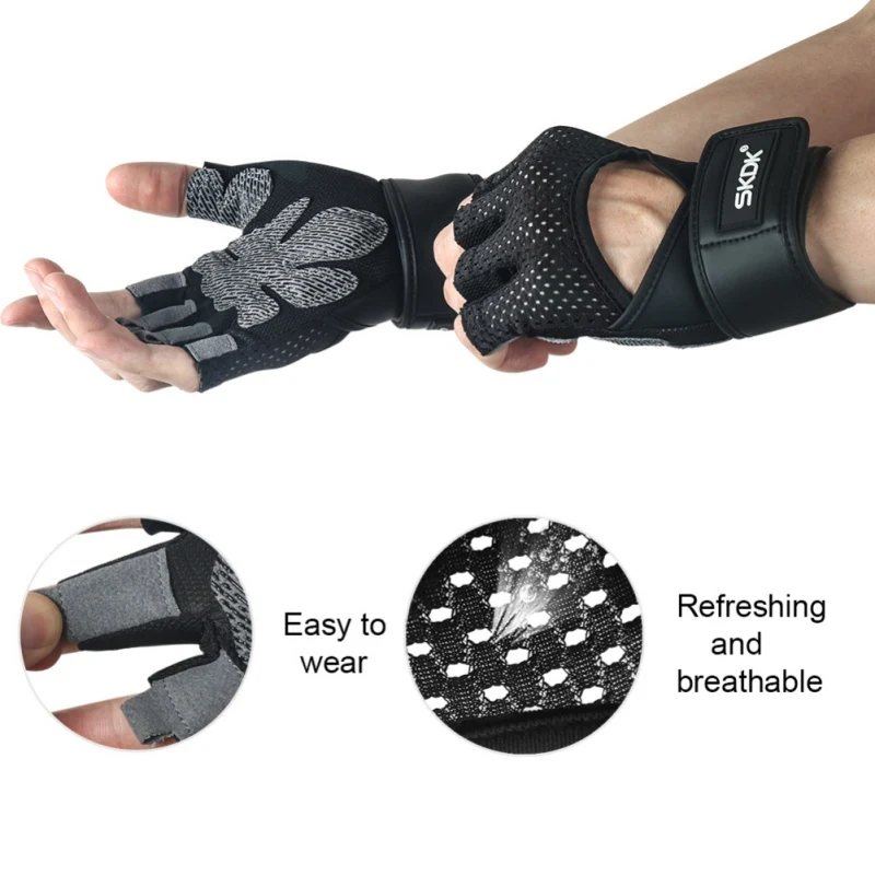 Перчатки с половинными пальцами дышащие спортивные перчатки гантели для тяжелой атлетики Бодибилдинг противоскользящие велосипедные