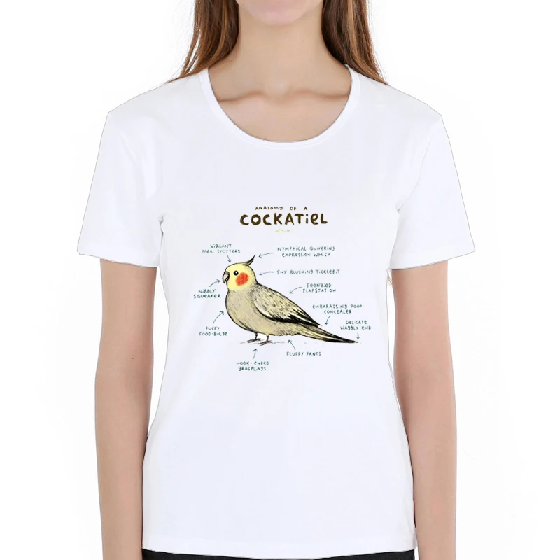 

2019 Anatomy of a Cockatiel T-Shirt Summer women's Casual Letters Printed T Shirt High Quality Short Sleeve Tops Tee Clothes