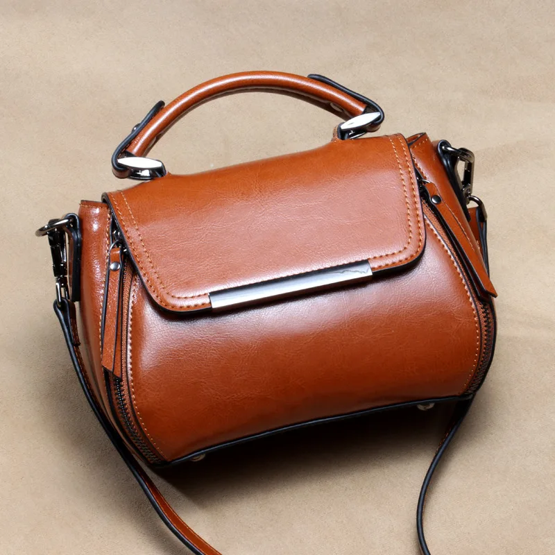 

JIULINBag girl 2019 new shell bag 100 catch bag handbag oil wax leather shoulder slant slant slant big bag