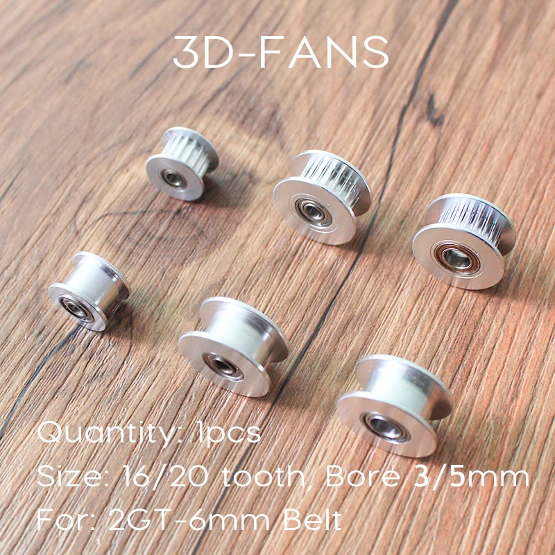 GT2 بكرة 20 و 16 مع الأسنان أو دون الأسنان بكرة توقيت والعتاد تتحمل 5 مللي متر و 3 مللي متر ل GT2 حزام عرض 6 مللي متر 10 مللي متر ل 3D طابعة