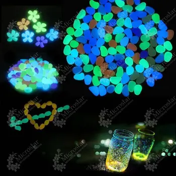 100pcs/lot Garden Ornaments Stone Glow In The Dark Luminous Pebbles Stones for Walkway Wedding Decoration Party Event Supplies