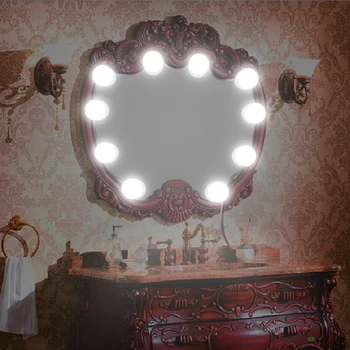 

Hot LED Lighted Makeup Mirror LemonBest 10-Bulbs String Stepless Dimmable Touch Control Hollywood DIY Lamp Cool Whit Waterproof