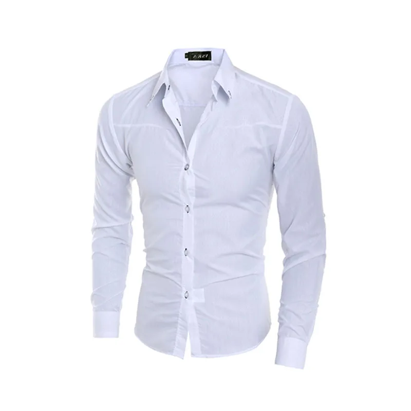 Fashion Men Luxury Casual Shirts Slim Fit Dress Shirts Long Sleeve Button Tops
