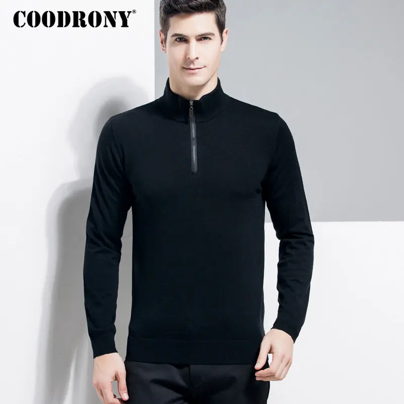 

COODRONY 2018 Winter New Arrivals Merino Wool Sweater Men Knitted Cashmere Pullover Men Casual Zipper Turtleneck Pull Homme 8320