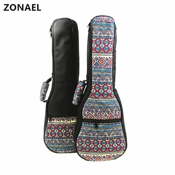 

21 23 26 Inch Ukulele Carry Bag Cotton Padded Case Single Strap Hand Folk Canvas For Ukulele Guitar Parts Accessories National