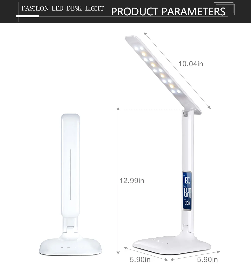 Диммируемая Светодиодная настольная лампа с ЖК-экраном, настольная лампа, защита глаз, 3 режима освещения, сенсорный выключатель, многофункциональная, для офиса, в помещении