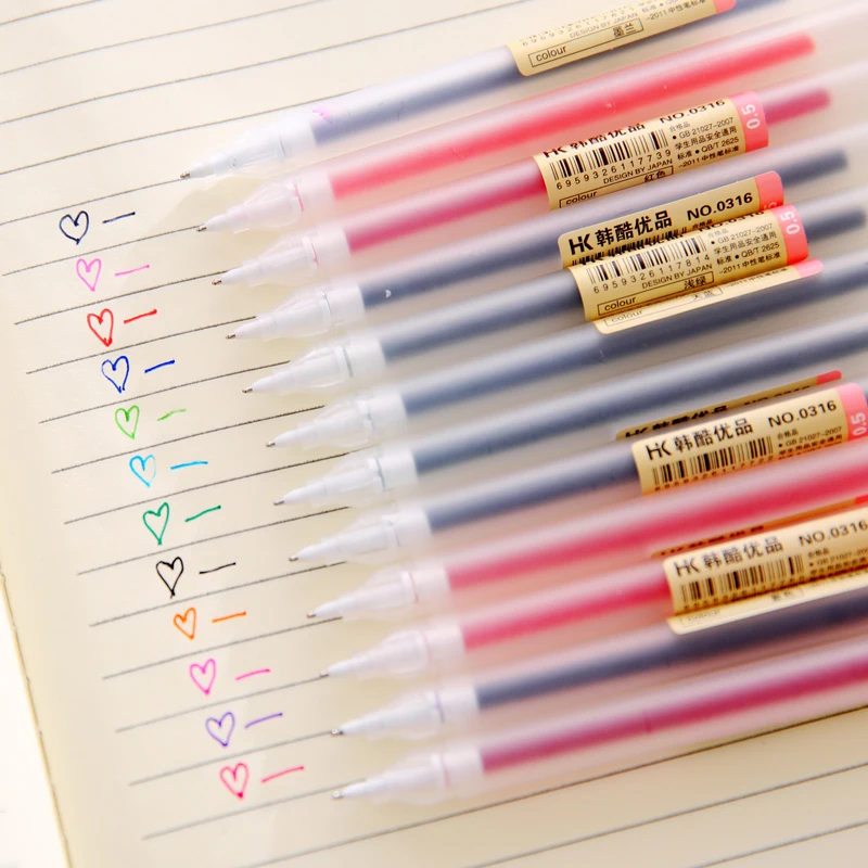 

12Pcs/Set 12 Colours MUJI Style Gel Pen 0.5mm Mixed Colour Ink Pen Art Gel Pen School Office Supply for Kids Stationery Gift