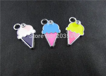 

AE232 20pcs Mixed Enamel icecream Charms Pendants floating charm Bracelet Charms 20x12mm