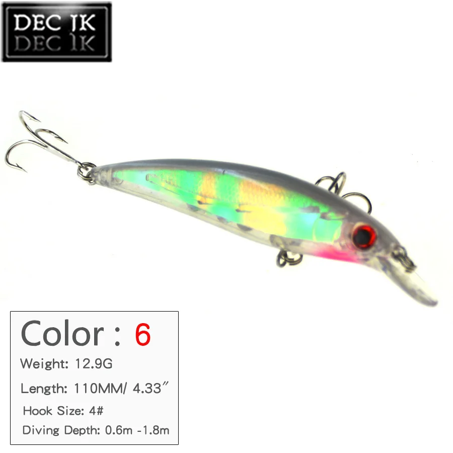 1PCS Crankbaits Minnow Suit For Plastic Hard Fishing Lure Fake Bait 3D Fish Eyes Tackle Artificial Saltwater Lures With Hooks (6)