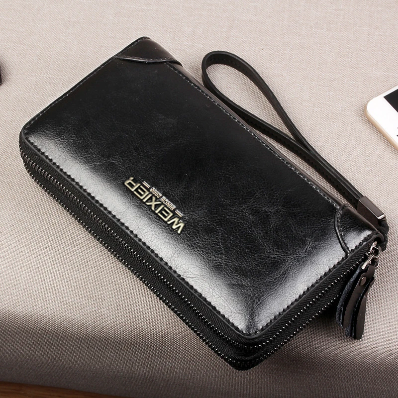 Brand Long Wallet Men Double Zipper Coin Pocket Purse Men Wallets Casual Business Card Holder Vintage Large Wallet Male Clutch Brand Long Wallet Men Double Zipper Coin Pocket Purse Men Wallets Casual Business Card Holder Vintage Large Wallet Male Clutch