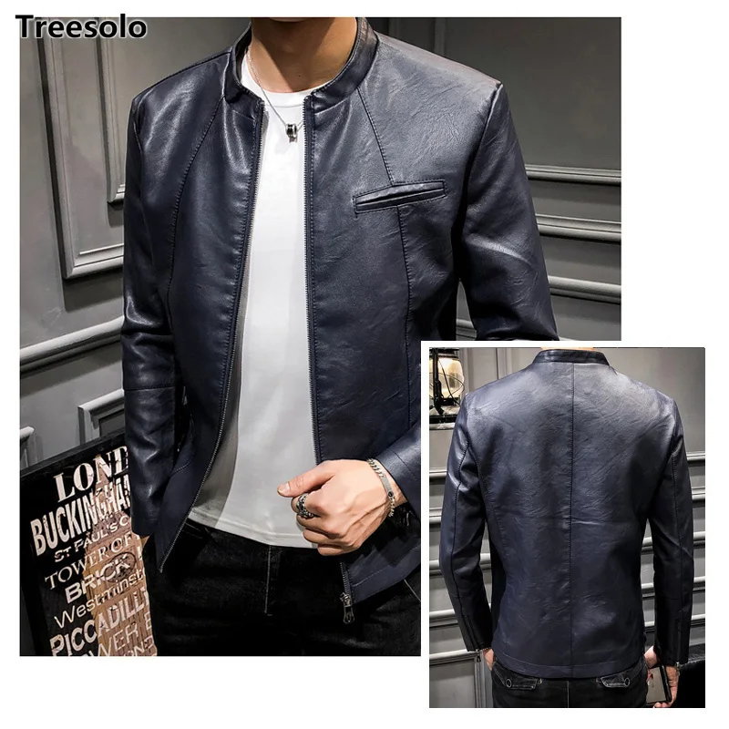 

autumn winter mens leather jackets and coats famous brand windbreakers faux thick coats fleece lining motorcycle streetwear 736