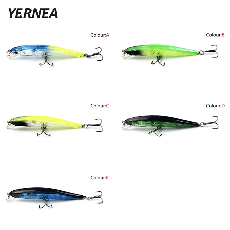 

Yernea 5pcs/Lot 5 Colors Plastic Floating Minnow Lure Hooks Wobblers Crankbait Artificial Bait 3D Eyes Carp Fishing Lures