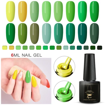 

Mtssii Green Color Series Set 6ml Pure Color Nail Gel Soak Off Enamel Gel Polish UV Gel Nail Polish Lacquer Long Lasting Lacquer