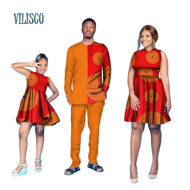 Милая семейная Одежда Мужские комплекты из топа и штанов и женское платье с принтом в африканском стиле платье для дочки одежда в африканском стиле WYQ92 - Цвет: 16