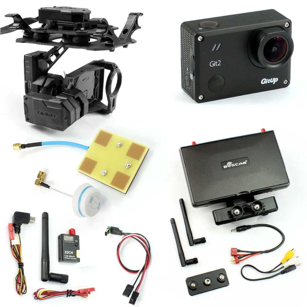 

DIY Drone FPV Set with 600mw Transmitter 7 Inch FPV Monitor Tarot T4-3D 3-axis Gimbal Gitup git2 Camera FPV Cable Panel Antenna