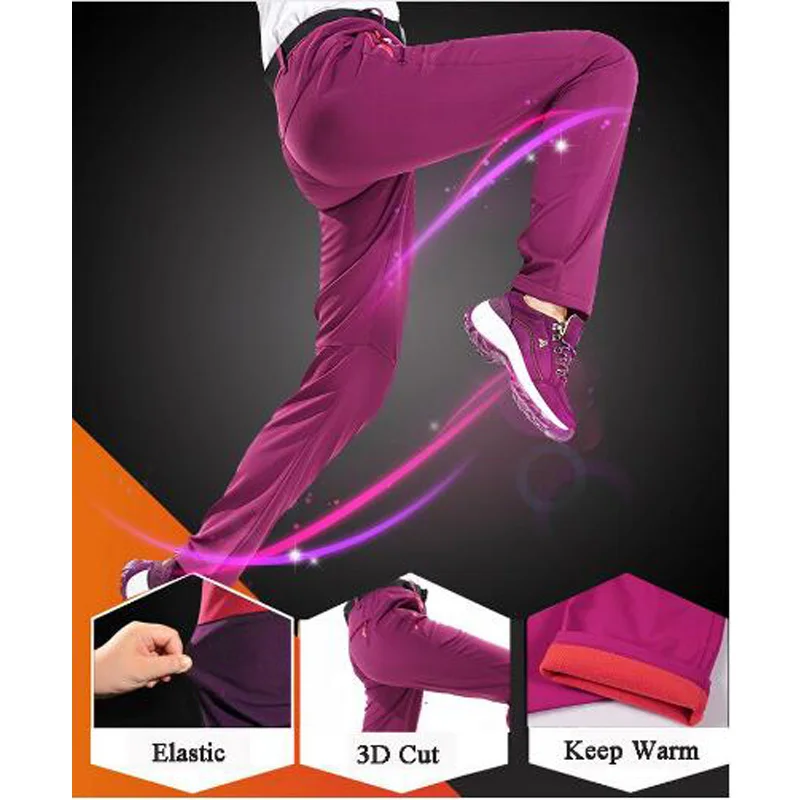 Aufdiazy hombres mujeres caliente Softshell impermeable pantalones de senderismo deportes de invierno al aire libre pantalones de lana pantalones de Trekking, escalada pantalones de esquí JM051
