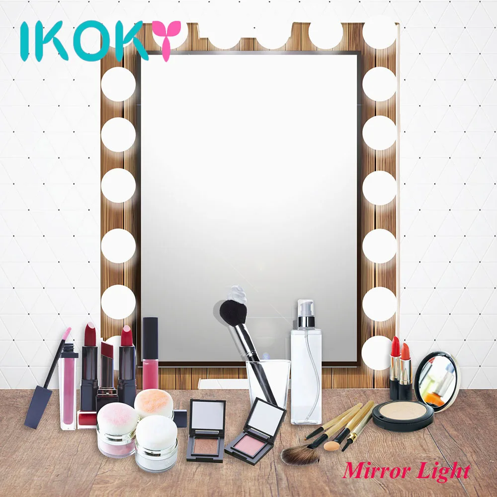 

iTimo 10pcs/Set Makeup Mirror Light Adjustable Bright USB Powered Vanity Mirror Lamp Bulbs Kit With Self-adhesive Sticker