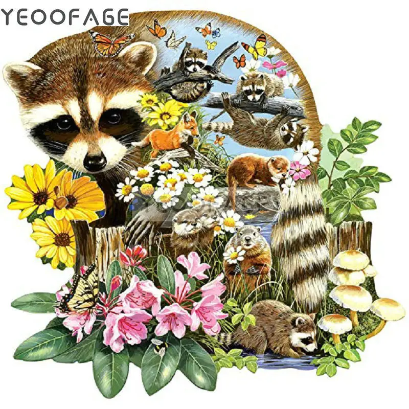 

5D DIY Diamond Painting cross stitch Raccoon flowers animal Square Rhinestone stickers Diamond Embroidery Full Mosaic Needlework