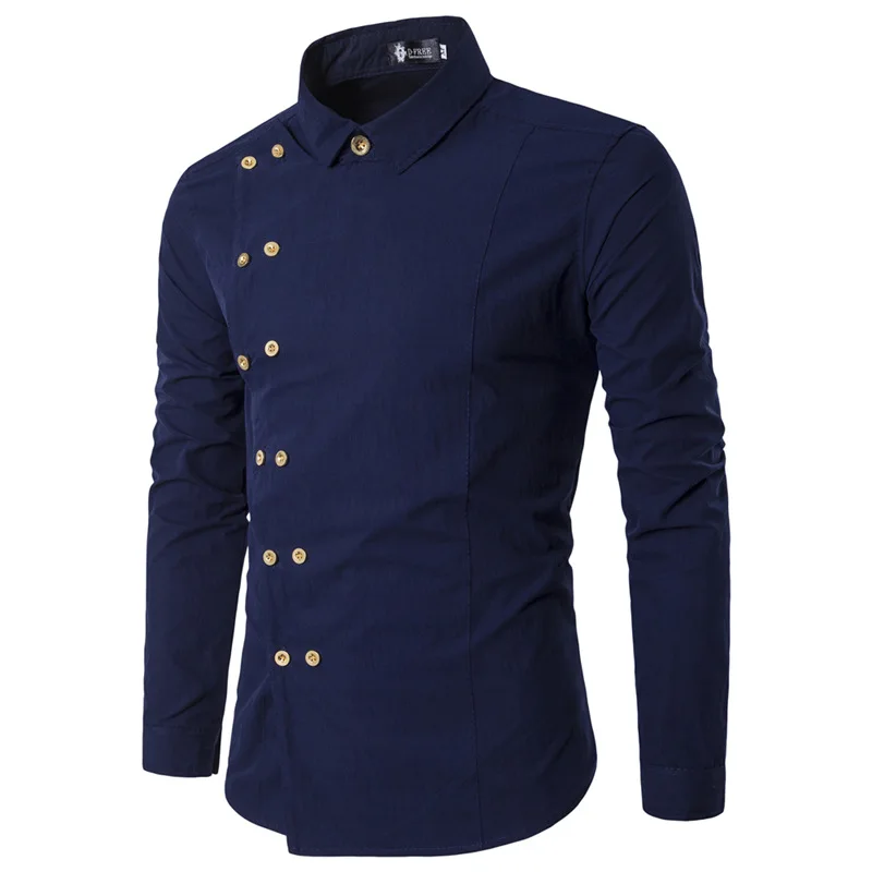 2019 Новая мужская брендовая рубашка модная повседневная двубортная рубашка с длинным рукавом Европейский стиль Мужская рубашка Camisa Masculina