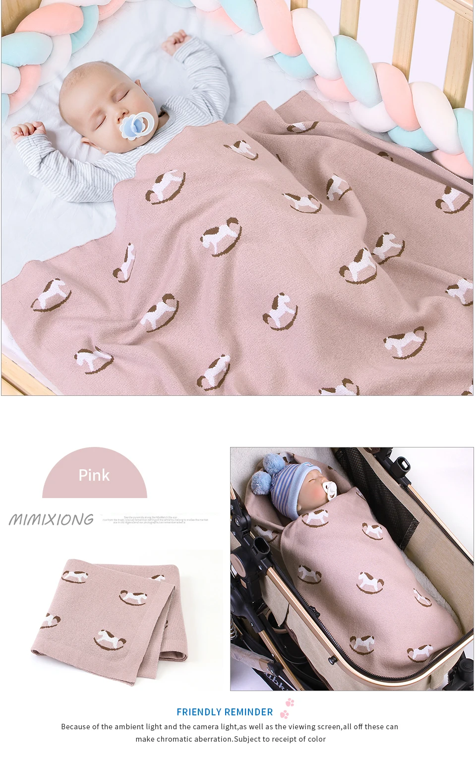 Детское одеяло s новорожденных детская кроватка одеяло милый мультфильм стиль младенческой Мальчики Девочки вязать корзина для коляски