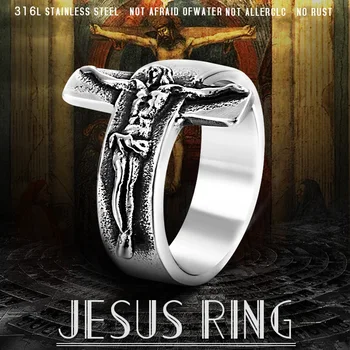 

Beier Fashion Jesus Cross Ring 316L Stainless Steel Cool High Quality Men Jewelry alibaba-express free shipping BR8-134