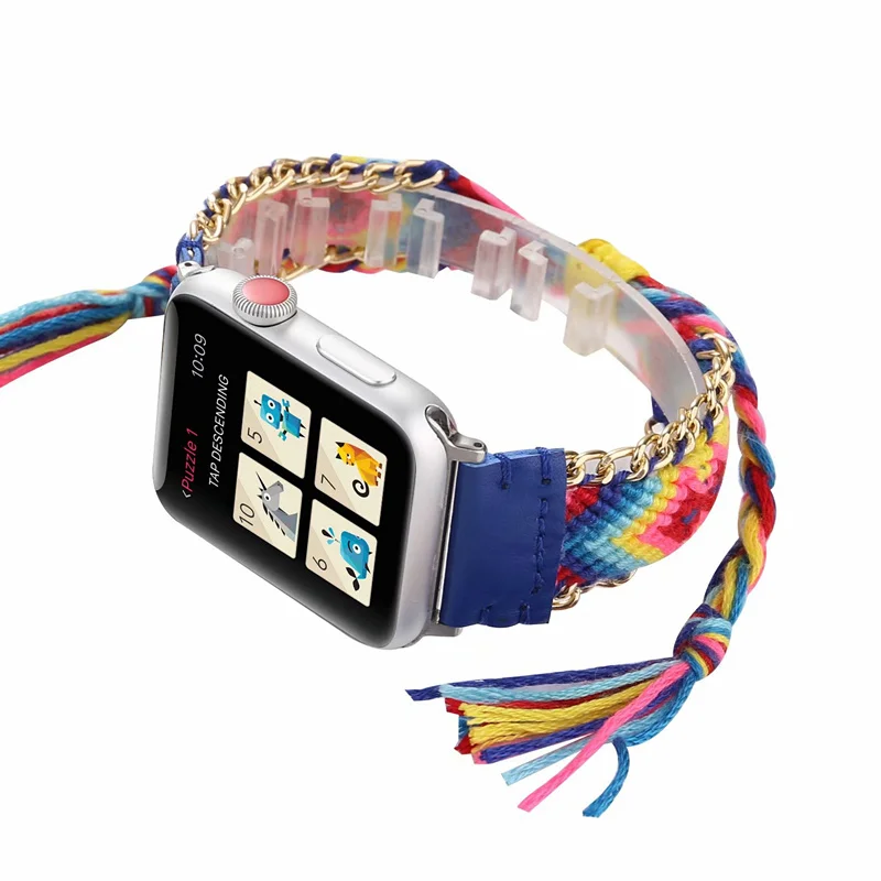 Плетеный нейлоновый ремешок для часов для Apple Watch Series 5/4 44 мм 40 мм гибкий браслет с застежкой на шнурке для Iwatch 42 мм 38 мм