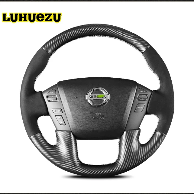 Чехол рулевого колеса с кожаным швом для Nissan патруль Y62 Armada 2013 2014 2015 2016 2017 2018
