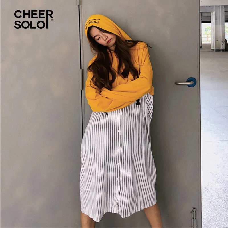 CheerSolo уличная Толстовка платье для женщин лоскутное печати толстовка плюс