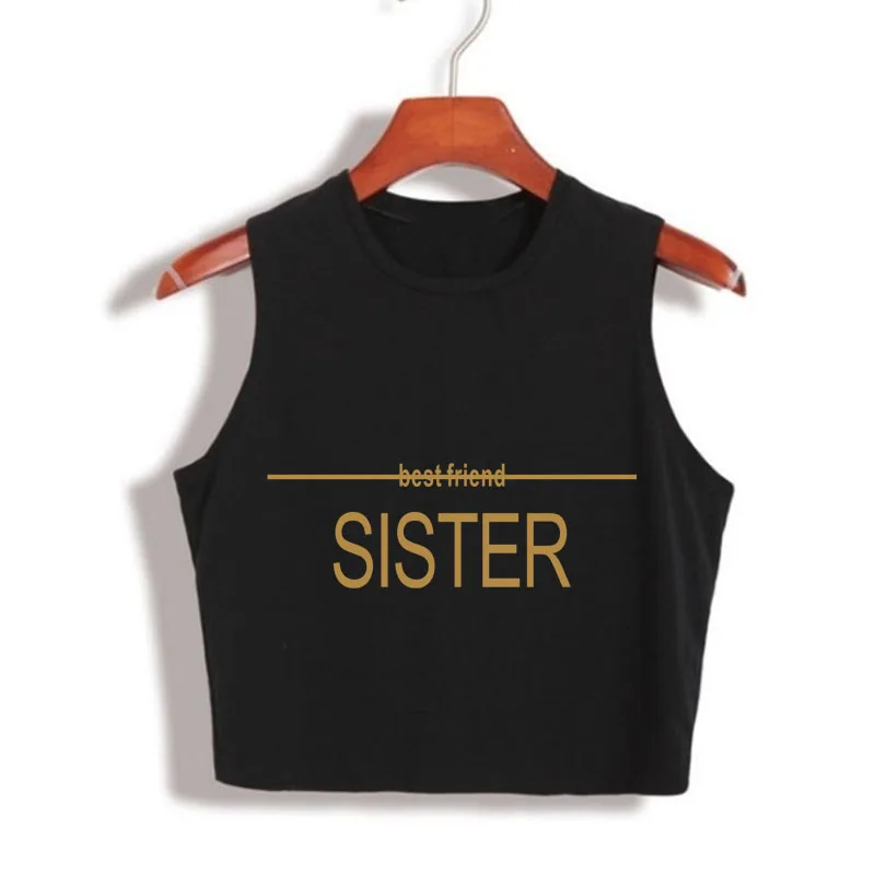 2019 летний Стильный укороченный топ BBF-лучшие друзья сестра укороченный Топ свободный хлопок обрезанный tumblr Мода camisetas mujer девушка