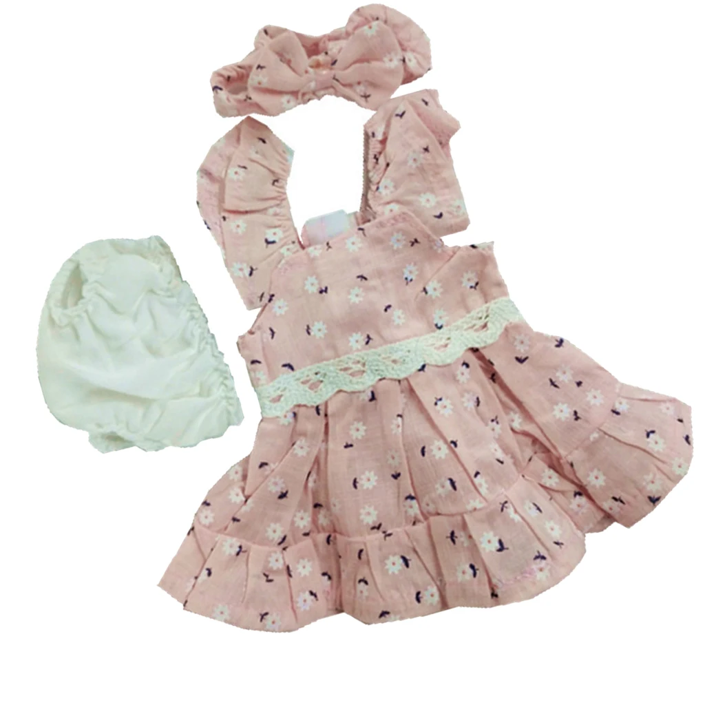 Reborn Baby Kleidung Outfits Baby Doll Kleid Stirnband für 11 Zoll Newborn Baby